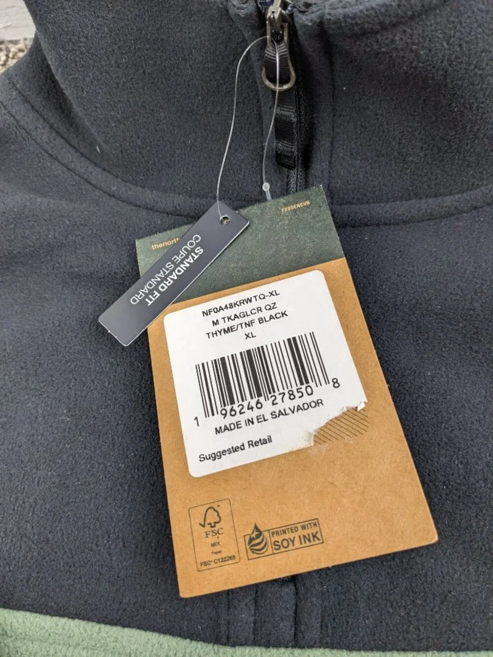 NWT The North Face Jacket TKA Glacier Fleece 1/4 Zip Thyme Green Mens XL